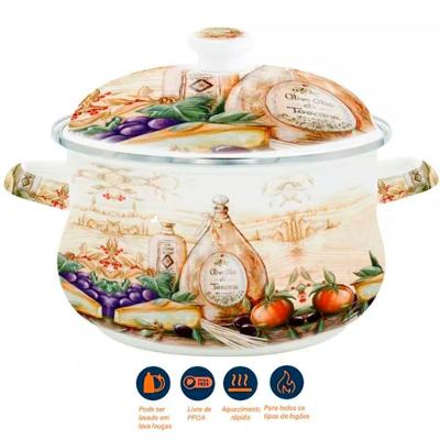 Panela Caçarola Esmaltada Italy Vintage á Indução 3,6 Litros