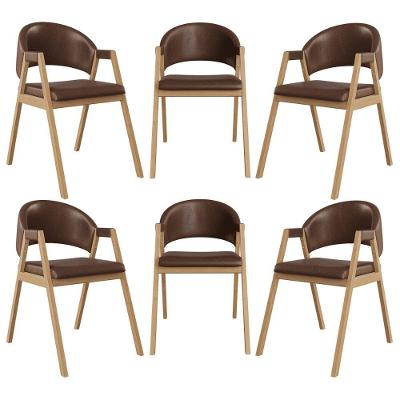 Kit 6 Cadeiras Para Mesa De Jantar Moderna Courino Balaqui Marrom Escuro