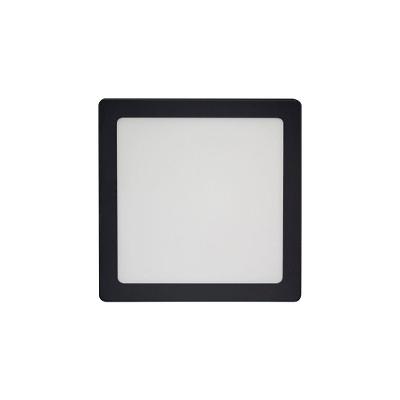 Painel De Led Blumenau Slim Quadrado De Sobrepor 12w Bivolt Preto 6500k Luz Branca