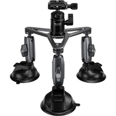 Ventosa Tripla Para Câmeras De Ação Gopro E Similares - Telesin