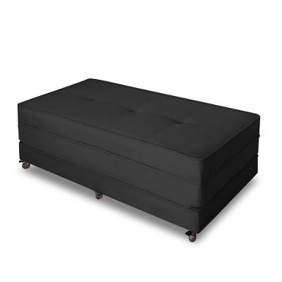 Puff Cama Dobrável Casal Cor Suede Preto