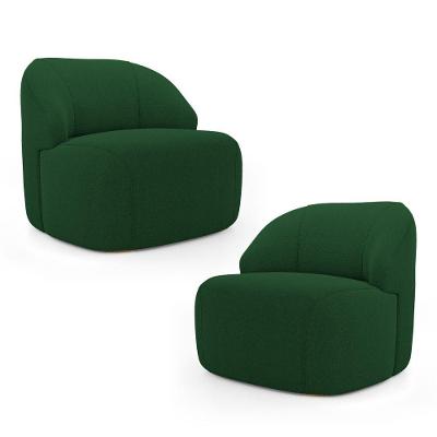 Kit 02 Poltronas Decorativas Kaya Orgânica Bouclê Verde - Desk Design
