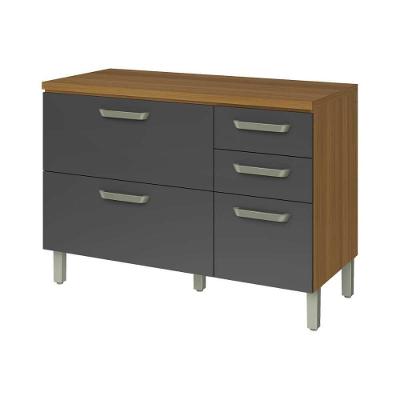 Balcão de Cozinha Modulado Princesa 2 Portas e 3 Gavetas c/Tampo 120cm Freijo/Grafite - Nesher