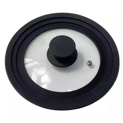 Tampa De Vidro Panela Silicone Frigideira Multiuso 3 Em 1 Preto P