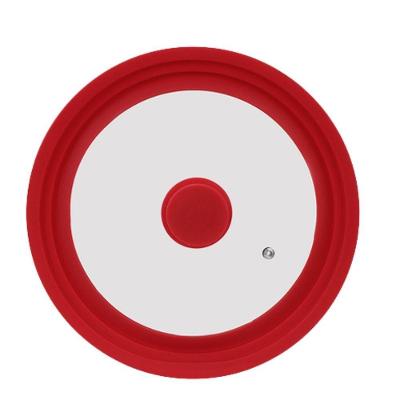 Tampa De Vidro Panela Silicone Frigideira Multiuso 3 Em 1 Vermelho Gg
