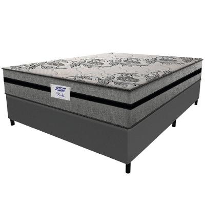Cama Box Casal Queen Colchão Gazin Com Molas Ensacadas Rubi 158x198x70cm Suede Cinza/preto Cinza