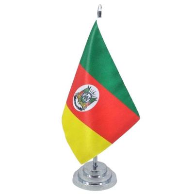 Bandeira Mesa Dupla Face Rio Grande Do Sul Mastro 29 Alt. Cetim