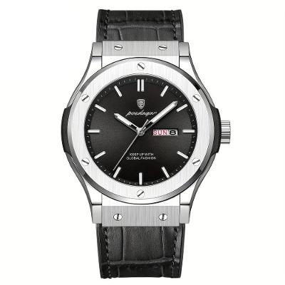 Relógio De Quartzo Masculino Com Mostrador Luminoso Design Casual Impermeavel 3atm Preto Prateado