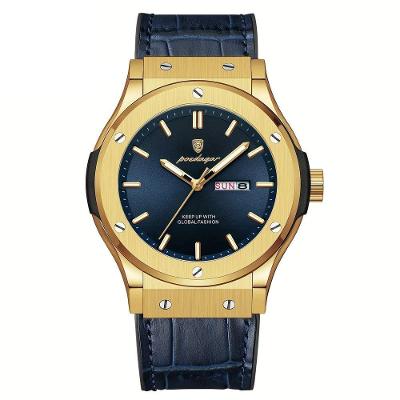 Relógio De Quartzo Masculino Com Mostrador Luminoso Design Casual Impermeavel 3atm Azul Dourado