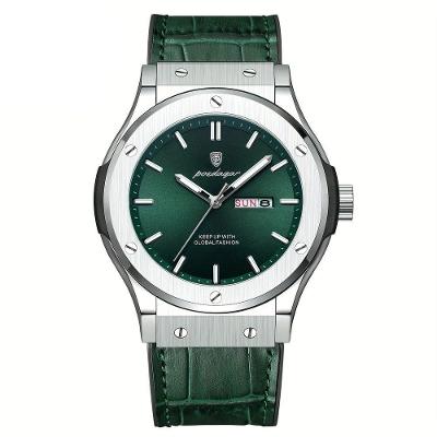 Relógio De Quartzo Masculino Com Mostrador Luminoso Design Casual Impermeavel 3atm Verde Prateado