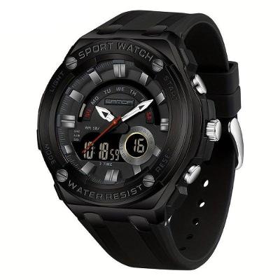 Relógio De Pulso Masculino à Prova D'água 50m Esportivo Multifuncional Com Pulseira De Silicone Preto