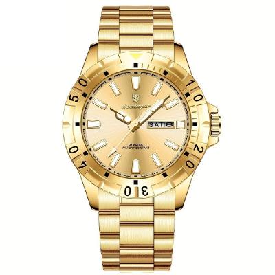 Relógio Masculino Impermeável Pulseira De Aço Inoxidável Movimento Quartzo Estilo Casual Dourado