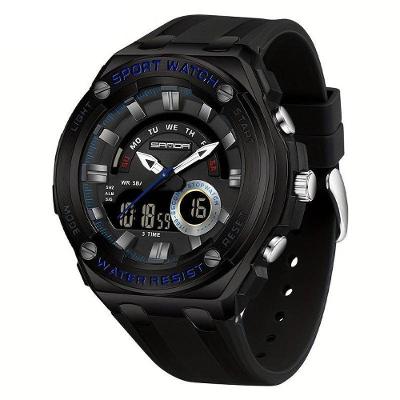 Relógio De Pulso Masculino à Prova D'água 50m Esportivo Multifuncional Com Pulseira De Silicone Preto Azul