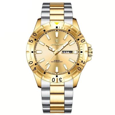 Relógio Masculino Impermeável Pulseira De Aço Inoxidável Movimento Quartzo Estilo Casual Dourado Prata