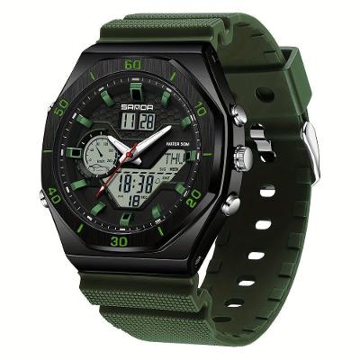 Relógio Esportivo Masculino Analógico Com Dupla Exibição Multifuncional Impermeavel Exército Verde