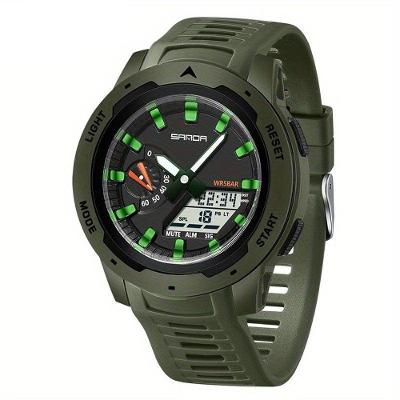 Relógio Esportivo Digital Para Homens Multifuncional Com Calendário Movimento Eletrônico Verde Militar