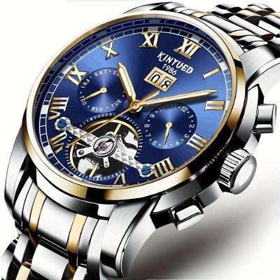 Relógio Clássico Para Cavalheiros: Relógio Automático De Luxo, Com Calendário Multifuncional E Dourado