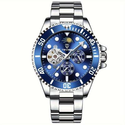 Relógio De Luxo , Automático Mecânico, 5 Pontos, Cronógrafo De 24h, Aço Inoxidável Azul