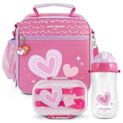 Kit Lancheira Térmica, Pote Marmita 400ml E Garrafa 460ml Infantil Piccolino Pink