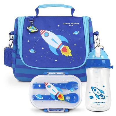 Kit Lancheira Térmica, Pote Marmita 400ml E Garrafa 460ml Infantil Piccolino Azul