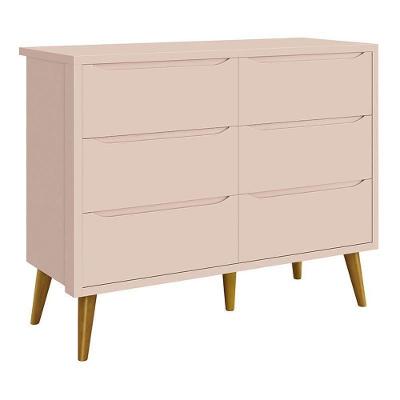 Cômoda Infantil Theo 6 Gavetas Rosa Fosco Com Pés Amadeirado Reller Móveis Rosa Fosco