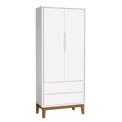 Guarda Roupa Infantil 2 Portas Classic Branco Fosco Com Pés Amadeirado Reller Móveis Branco Fosco