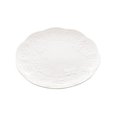 Prato Raso Porcelana 27cm 8516 Branca Butterfly Flower Lyor