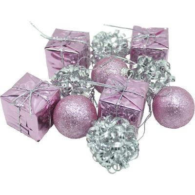 Kit 33 Peças Tubo Natalino árvore De Natal Rosa E Prata 4cm