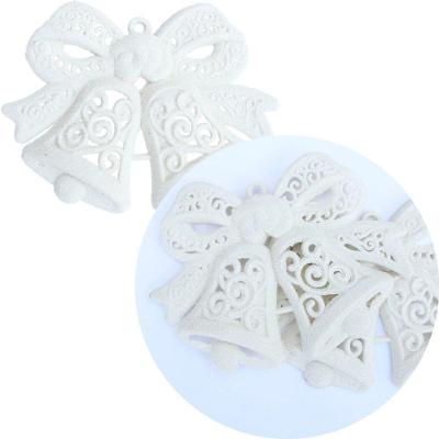 Kit 8 Pendentes Sinos Natalino Branco Enfeite árvore Natal
