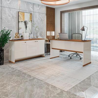 Conjunto Escritório Office Mesa E Buffet Berlin - Vianossa Cor:offwhite/naturale Offwhite/naturale