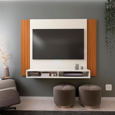Painel Tokyo Para Tv Até 43" Com 02 Nichos Offwhite/ripado