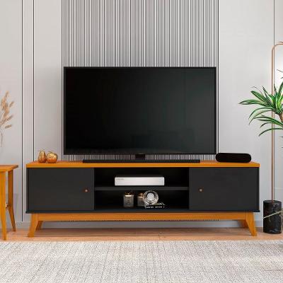 Rack Para Tv Até 75 Polegadas 2 Portas Itália 180cm Cor:preto/cedro Preto/cedro