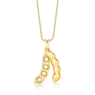Colar Soja Com 4 Pérolas Revestido Em Ouro