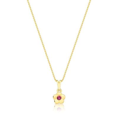 Colar Florzinha Com Cristal Revestido Em Ouro