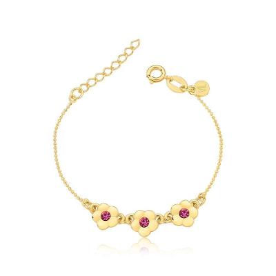 Pulseira Infantil Florzinhas Revestida Em Ouro
