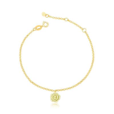 Pulseira Florzinha Off White Revestida Em Ouro