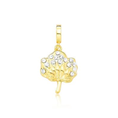 Charm Flor Do Algodão Com Cristais Revestido Em Ouro