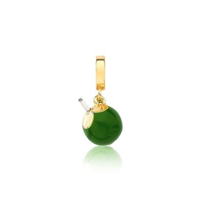 Charm Côco Esmaltado Revestido Em Ouro