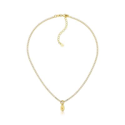 Choker Riviera De Zircônias Com Grão De Café Revestida Em Ouro