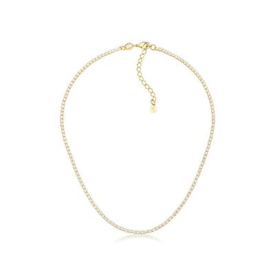 Choker Riviera De Zircônias Revestida Em Ouro