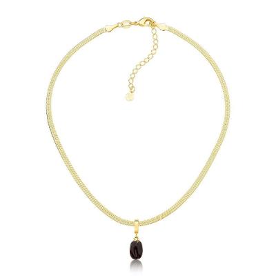 Choker Fita Diamantada Com Grão De Café Revestida Em Ouro