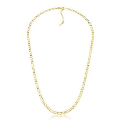 Corrente De Elos Groumet 65cm Revestida Em Ouro