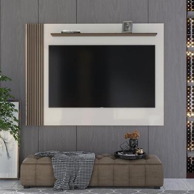 Painel Ripado Para Tv Até 70 Polegadas Grécia 180cm Off White E Freijó