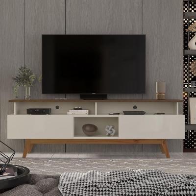 Rack Para Tv Até 70 Polegadas 2 Gavetas Grécia 180cm Off White E Freijó