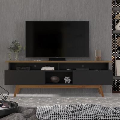 Rack Para Tv Até 70 Polegadas 2 Gavetas Grécia 180cm Preto E Nature