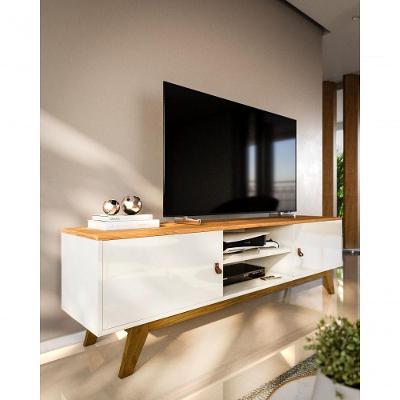 Rack Para Tv Até 70 Polegadas 2 Portas Viena 180cm Off White E Nature