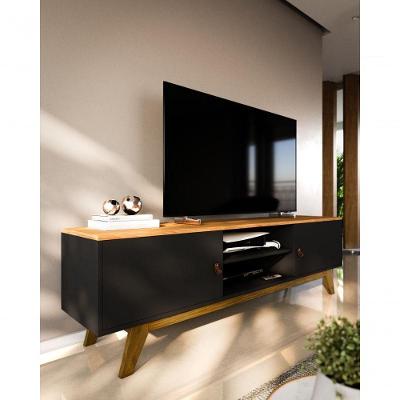 Rack Para Tv Até 70 Polegadas 2 Portas Viena 180cm Preto E Nature