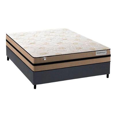 Cama Box Casal: Colchão Molas MasterPocket Ensacadas Plumatex   Smart Milano + Base CRC Courano Cinza(138x188)