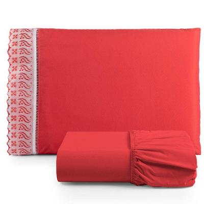 Jogo De Lençol Lese Percal 180 Fios Solteiro 2 Peças Barato - Vermelho