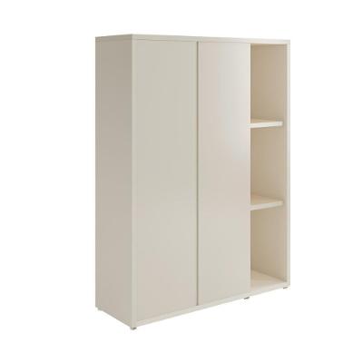 Armário Multiuso Alto 2 Portas 4 Prateleiras Com Nicho Oslo Off White